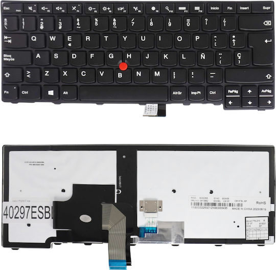 Испанска Клавиатура За Лаптоп Lenovo Thinkpad T440 20b7 T440s 20ar T440p 20aw T450 20dj T460 20fn L440 20as 01en471 04x0264 04y0824 04y0862 0c02253 Cs13tbl-sp Es С Pointer Задно Осветяване Черна Код 40297esbl