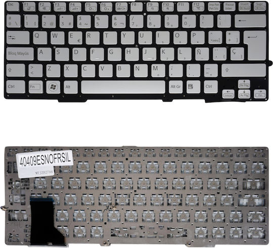 Teclado Español Para Portátil Spanish Laptop Keyboard Sony Vaio Svs13 Sve13 Svs131 Sv-e13 Svs13a 1-490-143-21 149014321usx 1-490-097-11 9z.n6bbf.401 Es Nο Frame Silver Κωδ.40409esnofrsil