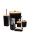 Set Accesorii Baie 6 Piese Avizar Coș de Gunoi Dispenser Săpun Negru