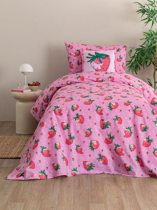 Palamaiki Σετ Σεντόνια Μονά Βαμβακερά Mk776 Ροζ 170x260cm 3τμχ