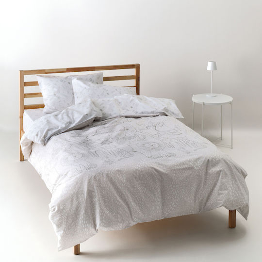 Kentia Σετ Σεντόνια Μονά Βαμβακερά Canopy White-greige 160x270cm 3τμχ