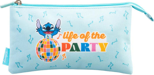 Penar Disney Stitch Collection Waves Cu 3 Compartimente Cu Fermoar Albastru Deschis