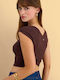 Women's Cotton Sleeveless Brown Blouse