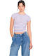 Damen T-shirt Gestreift Blau Streifen