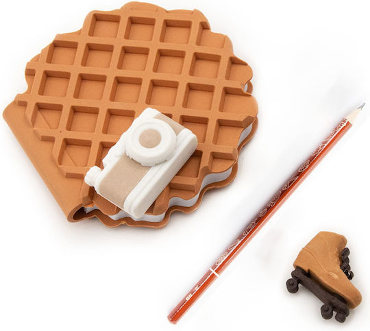 Waffle Journal Set Scented Accessories Zola 80-page Notebook Pencil 2 Erasers Salted Caramel Scent