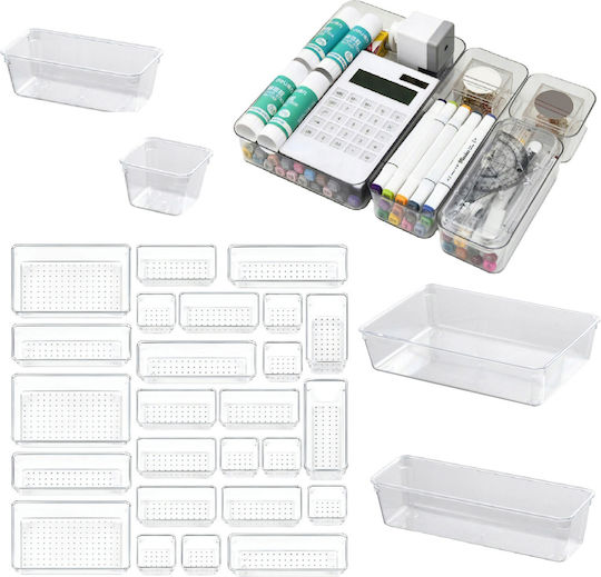 Set 25 Organizers 4 Different Sizes 7.5 15 23 X 7.5/15 X 5 Cm Plastic Transparent