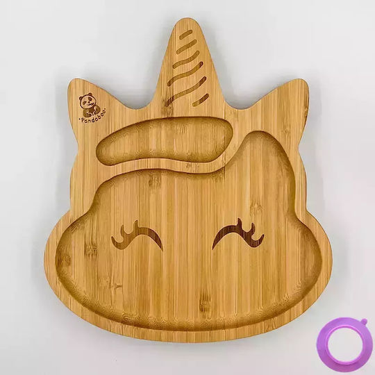 Pandaboo Toddler Food Plate Made of Bamboo Purple