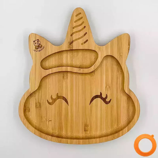 Pandaboo Toddler Food Plate Made of Bamboo Orange