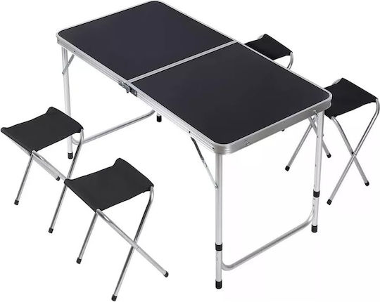 Set Masă Din Aluminiu Pentru Mobilier De Camping Pliabil În Caz În Care 120x60x55cm Negru