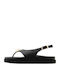 Δερμάτινα Γυναικεία Σανδάλια Flatforms Μαύρα
