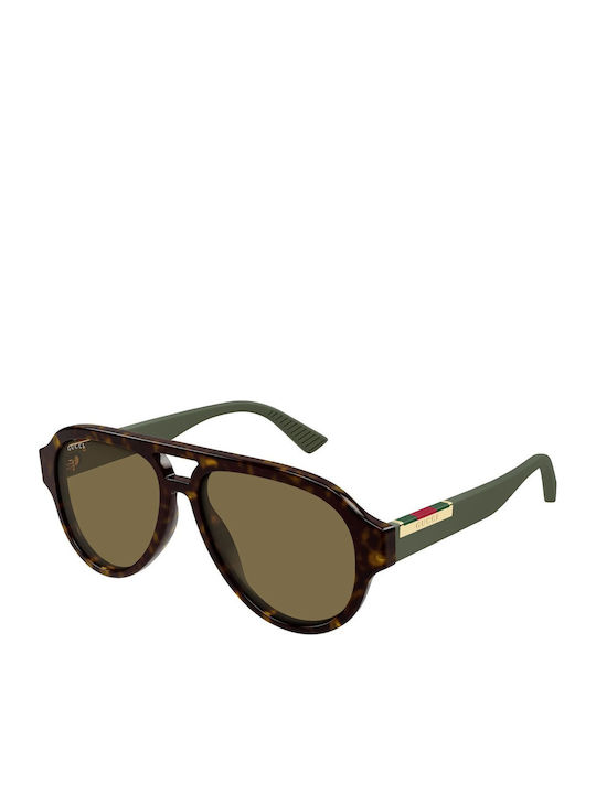Gucci Unisex Sunglasses with Brown Horn-Rimmed ...
