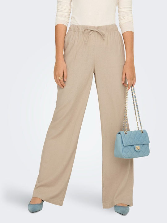 Only Women's Fabric Trousers Brown