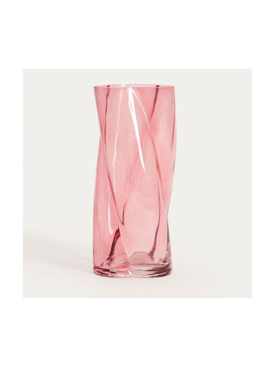 Homla Decorative Glass Vase Raya Pink 10.5x10.5xH26cm