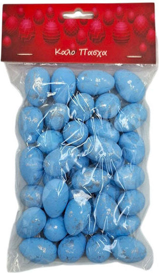 Easter Eggs Light Blue Silver Details 2x3 cm 36 Pieces