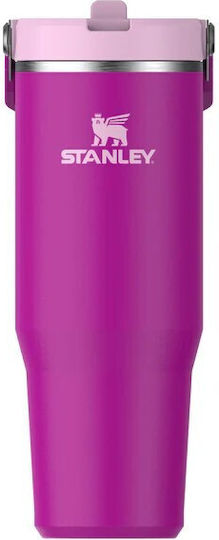 Stanley IceFlow Flip Straw 2.0 Чаша Термос Неръждаема Стомана Без BPA 890ml Фуксия с Сламка