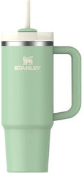 Stanley Quencher Handled Tumbler Thermos Bottle Stainless Steel BPA Free 890ml Pistachio With Straw And Handle