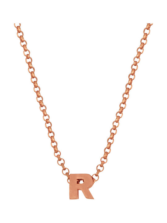 Abadianakis Colier Monogramă "R" Din Argint Placat Cu Aur Roz Roz