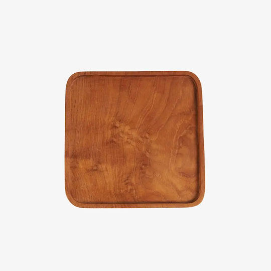 Τετράγωνο Πιάτο Teak Square Φυσικό Ξύλο Pgsi0094 Xs