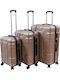 Hard Travel Suitcases Champagne with 4 Wheels Set of 3 Pieces