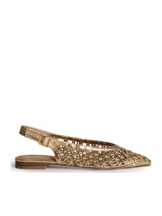 Women's Ballerina Shoes With Strap In Gold Colour