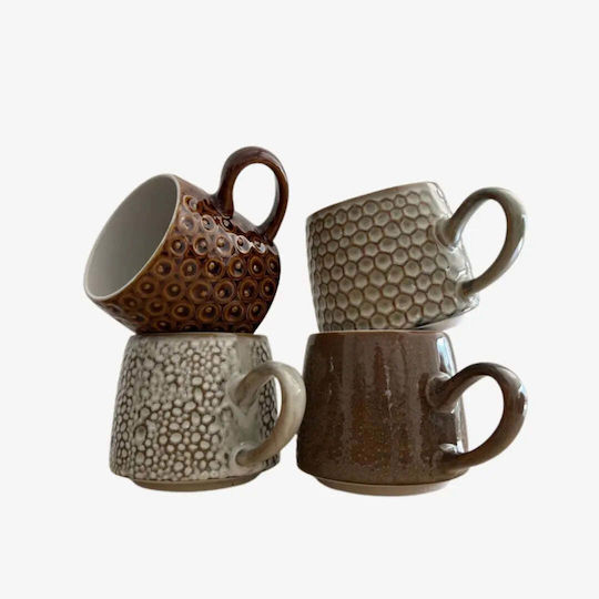Phos & Gaia Ceramic Brown Mug 440ml 4 Pieces