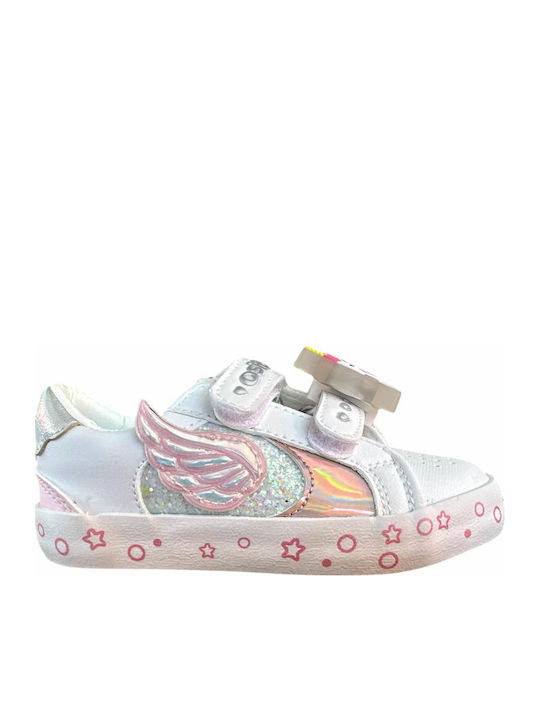 Kids Sneakers with Hoop & Loop Closure and White Lights