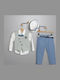 Baptism Suit Boy Sky Blue-White 3015-2 New Life Nl-26-3015-2