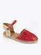 Leather Women's Espadrilles in Red Colour