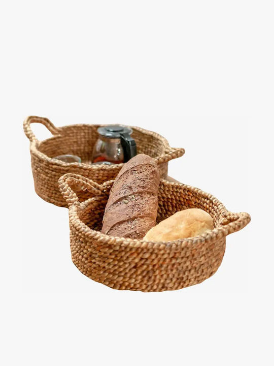 Phos & Gaia Set Coșuri Decorative Din Paie Cu Mânere Maro 2 Bucăți
