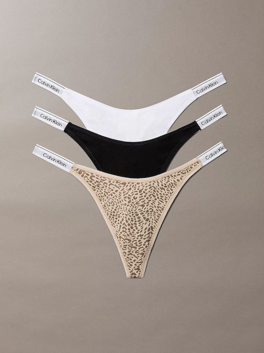 Βαμβακερά Γυναικεία String 3Pack Black-classic White