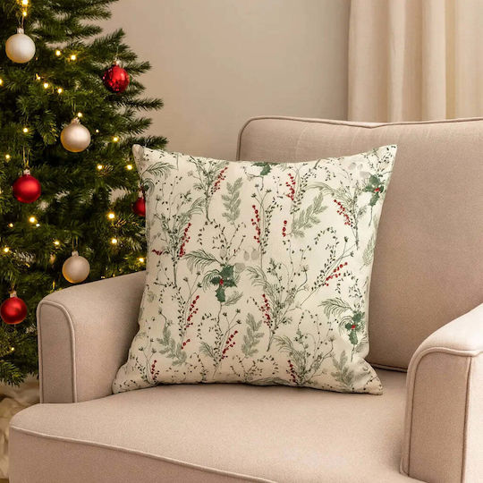 Față De Pernă Mistletoe 50x50 Bumbac Crăciun Ramuri Pghd0130