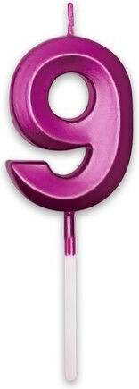Candle Prestige Fuchsia Metal 9 Cm Number 9