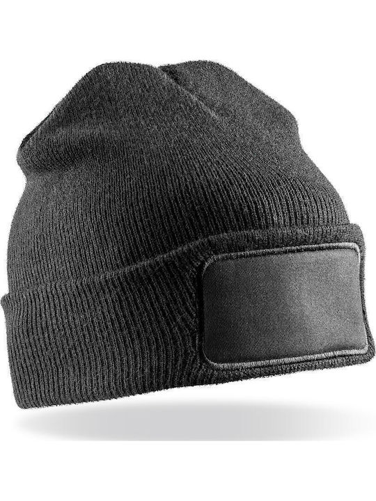 Beanie Unisex Σκούφος Πλεκτός σε Μαύρο χρώμα
