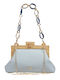 Stoff Damen Schultertasche Hellblaue