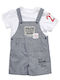 Evita Set Strampler mit Salopeta Grau
