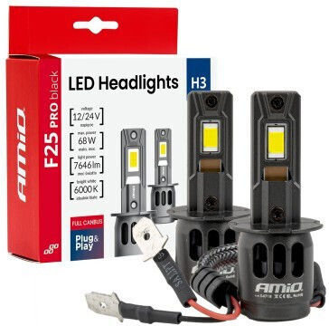 AMiO Lămpi Auto H3 Canbus Halogen 6000K Alb Rece 12-24V / 12V / 24V 68W 2 Bucăți