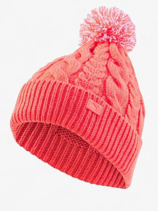 Unisex Pom Pom Beanie Strickmütze in Rosa Farbe