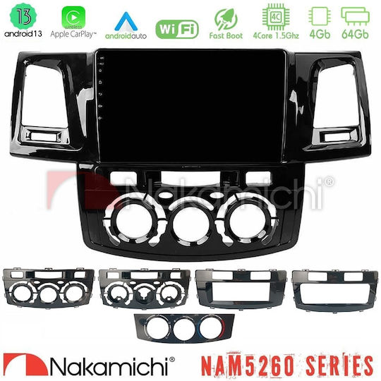 Nakamichi Car Audio System for Toyota Hilux 2007-2016 Bluetooth USB AUX WiFi GPS Apple CarPlay Android Auto with 9" Touch Screen