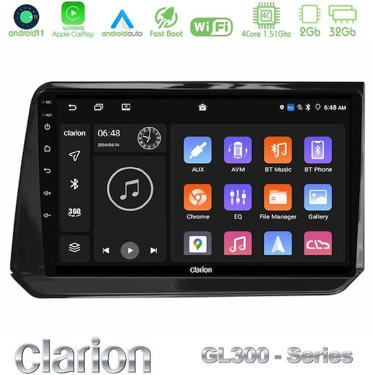 Clarion Car Audio System for Nissan Note 2022-2023 (Bluetooth/USB/AUX/WiFi/GPS/Apple CarPlay/Android Auto) with 10" Touch Screen