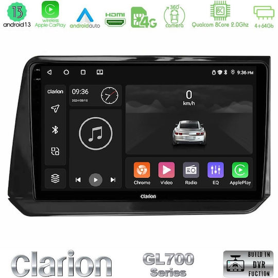 Clarion Ηχοσύστημα Αυτοκινήτου για Nissan Note 2022-2023 (Bluetooth/USB/WiFi/GPS/Apple-Carplay/Android-Auto) με Οθόνη Αφής 10"