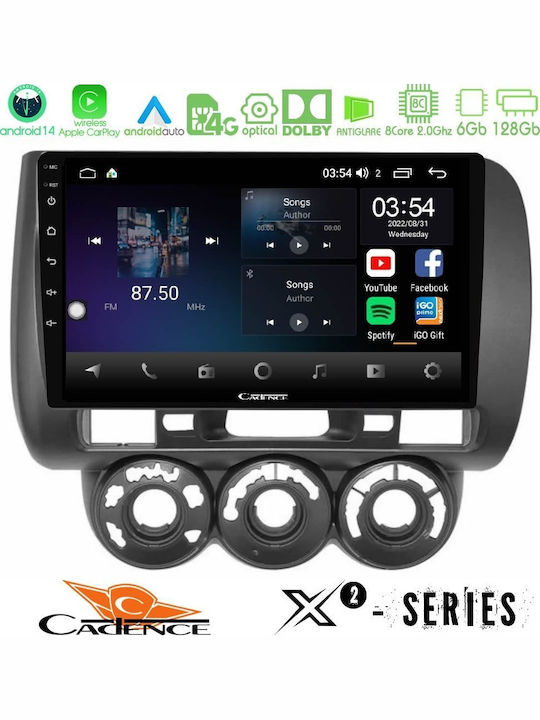 Cadence Car Audio System for Honda Jazz 2002-2008 with A/C (Bluetooth USB WiFi GPS Apple CarPlay Android Auto) with 9" Touch Screen