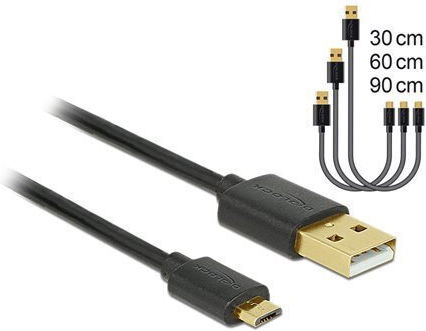 DeLock Regular USB 2.0 to Micro USB Cable Black 83680 3 Pieces