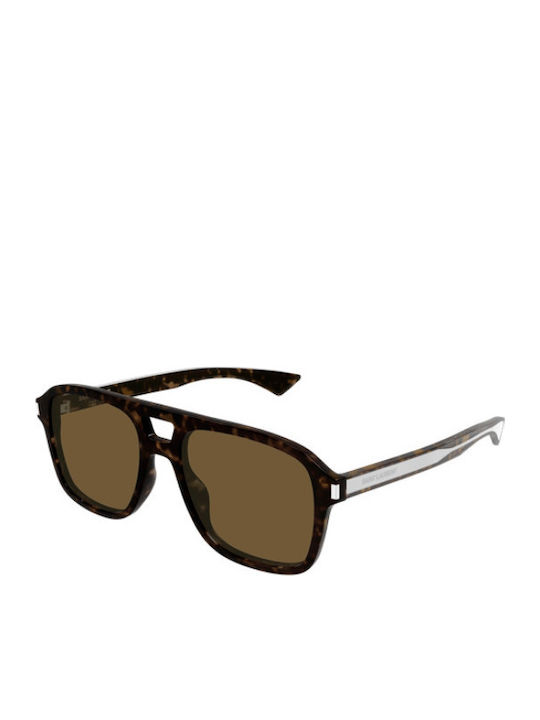 Ysl Unisex Sunglasses with Brown Horn-Rimmed Fr...