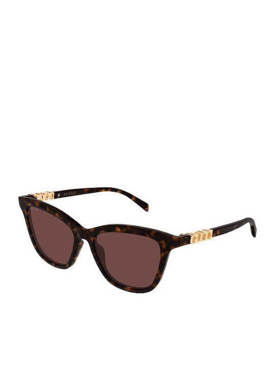 Gucci Unisex Sonnenbrillen mit Braun Horn umrandetem Rahmen und Braune Gläser GG2032S 002