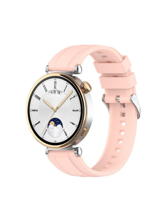 Huawei Watch Gt4 41mm Official Steps Style Silver Buckle Silicone Watch Band Pink