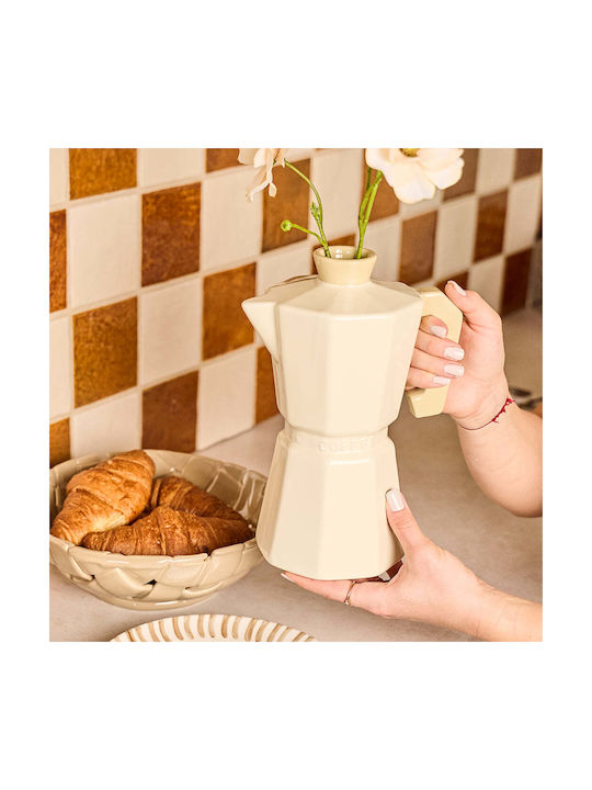 Koart Decorative Ceramic Beige Vase 18x12xH25cm Ceramic Decorative Vase