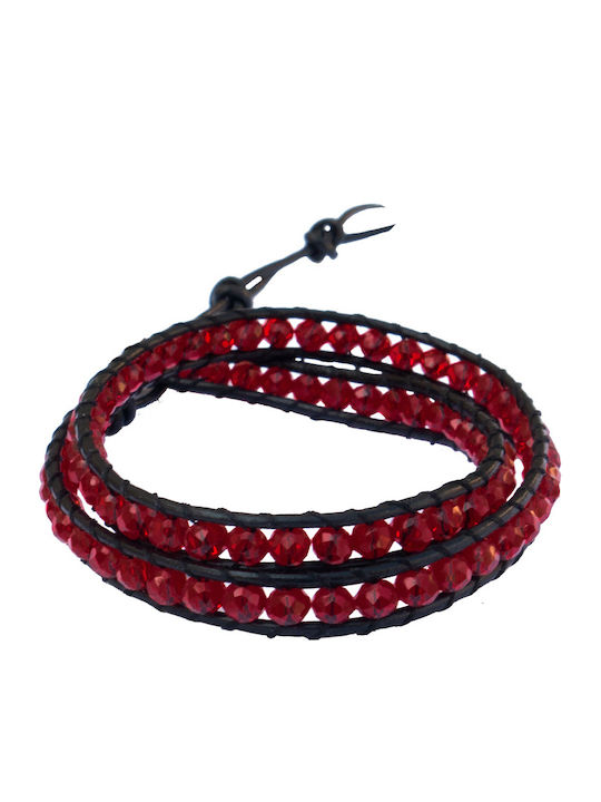 Theodora's Jewellery Women's Leather Bracelet Jt-B100151-Red-Burgundy