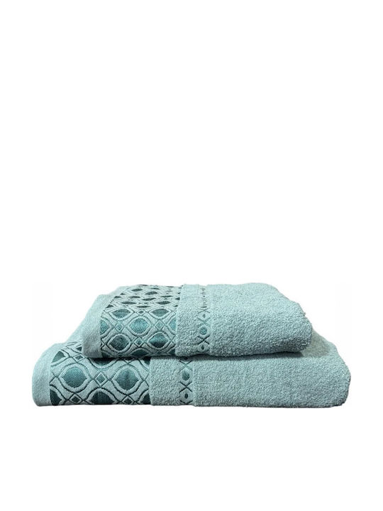 SpitiBazaar Πετσέτα Προσώπου Πετρόλ 2τμχ Βάρους 400gr/m²