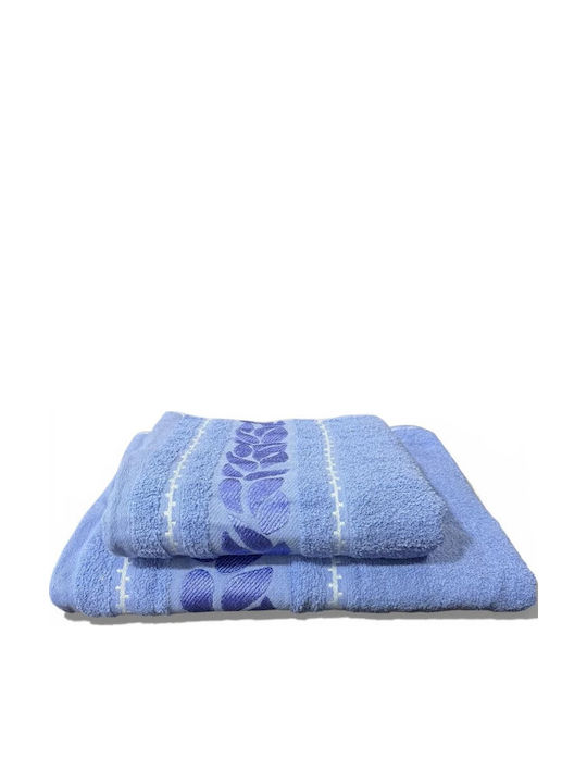 SpitiBazaar Πετσέτα Προσώπου Σιέλ 2τμχ Βάρους 400gr/m²