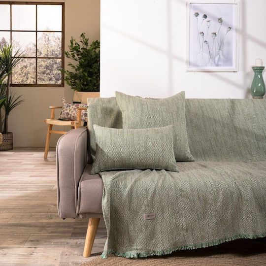 Teoran Teoran Rieti Viersitzer-Sofa Überwurf Chenille 180x350cm Grün